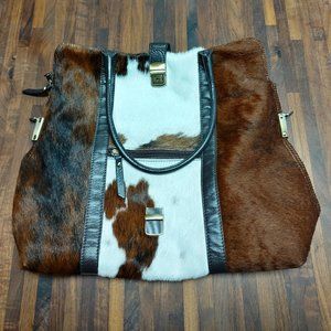 Pulicati Genuine Leather Women's Handbag Purse Tote Made In Italy Brown White